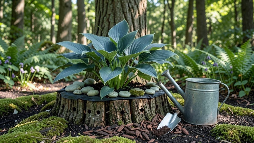 How to Make a Tree Stump into a Planter: Upcycled Garden Focal Point in Minutes